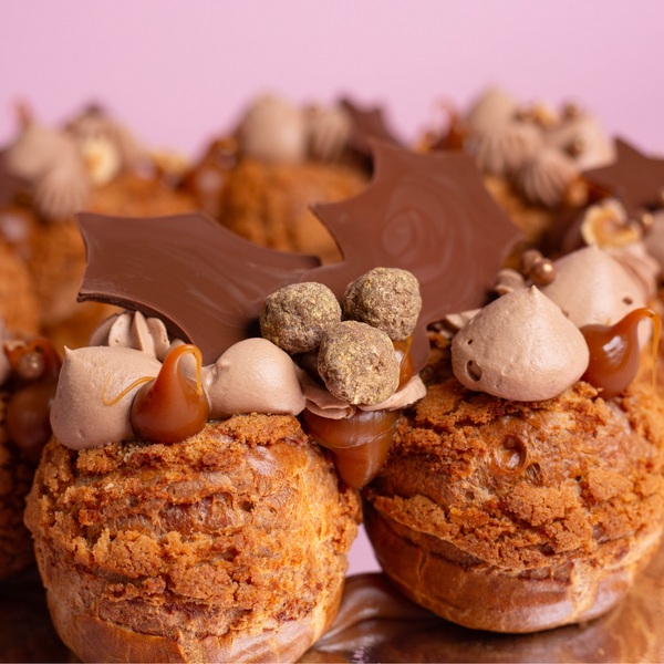 Chocolate, Hazelnut & Caramel Choux Wreath