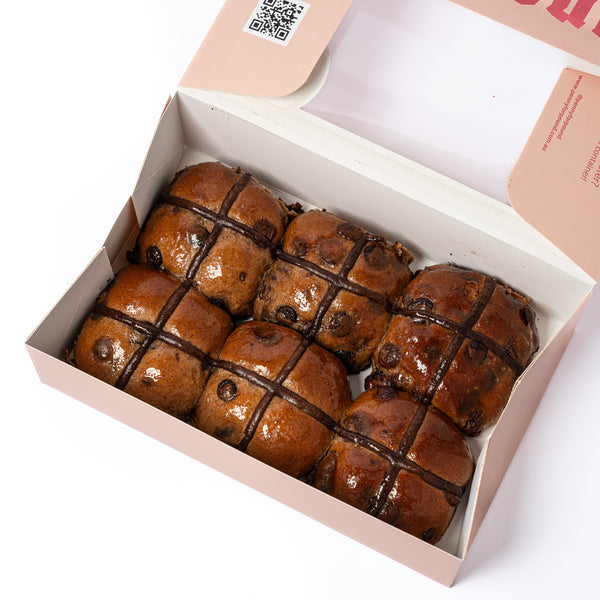 Chocolate Hot Cross Buns - 6 pack